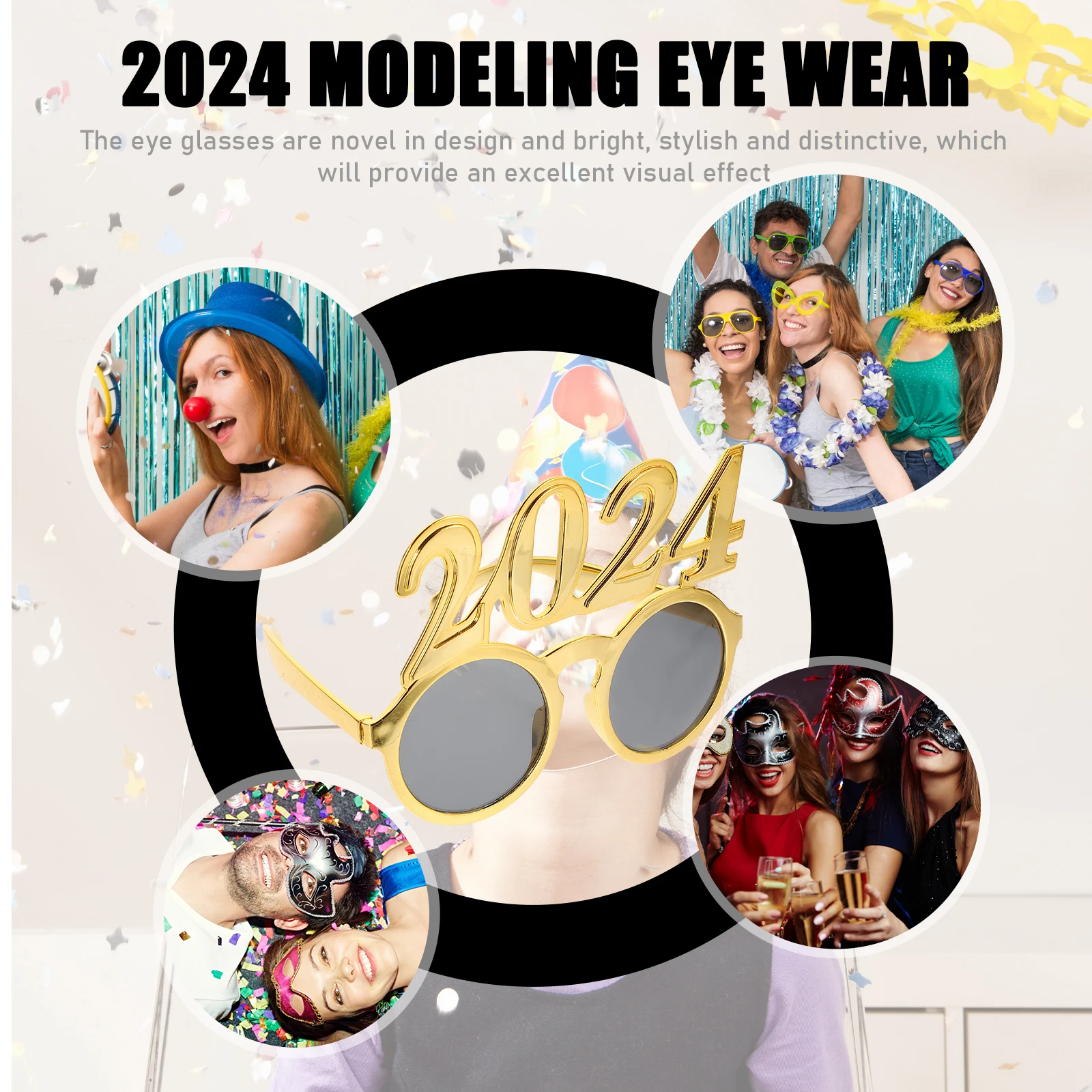 

Fun Glasses New Year Party Eyeglasses Novelty Props Performance Decor 2024 Sunglasses Costume Accessory Party Favors