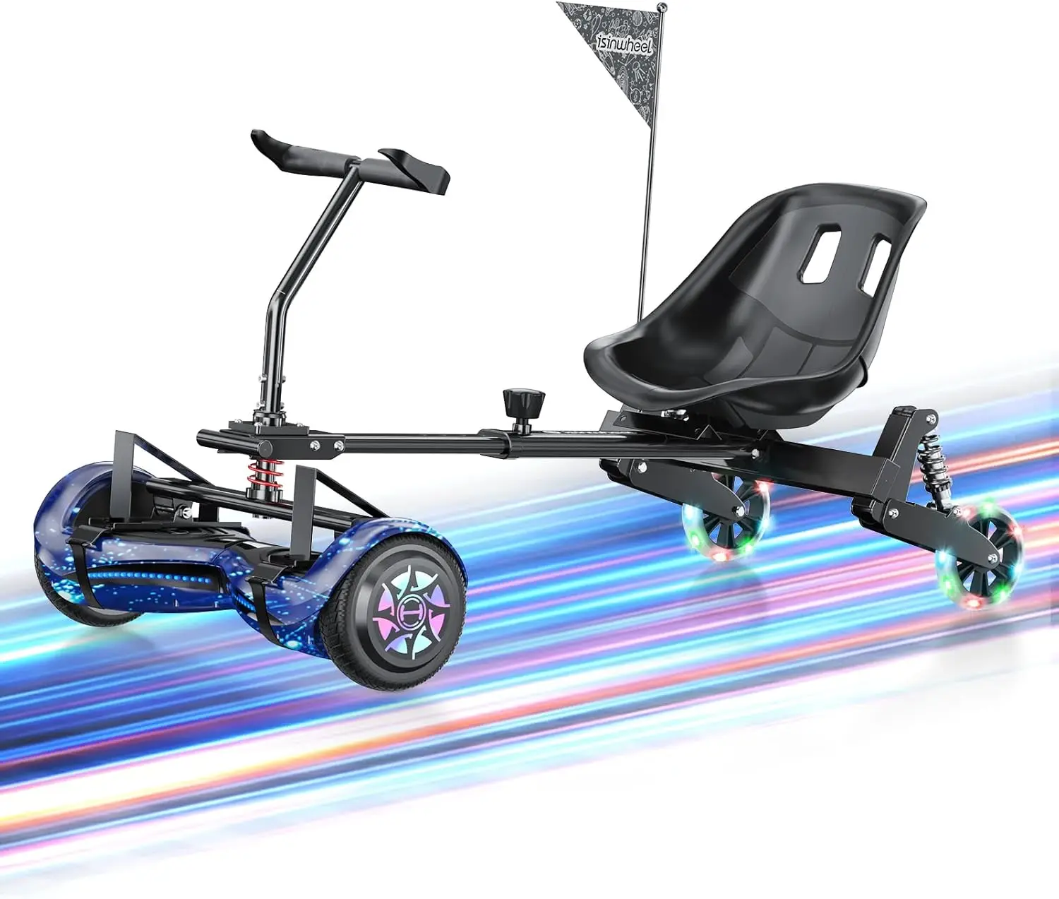 

isinwheel Hoverboard Attachment for 6.5"8" 8.5"10" Hoverboard Go Kart Attachment with 3*Shock Absorbers