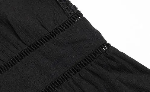 الخريف لون نقي المرأة خياطة سوداء قميص الدانتيل نمط الإناث