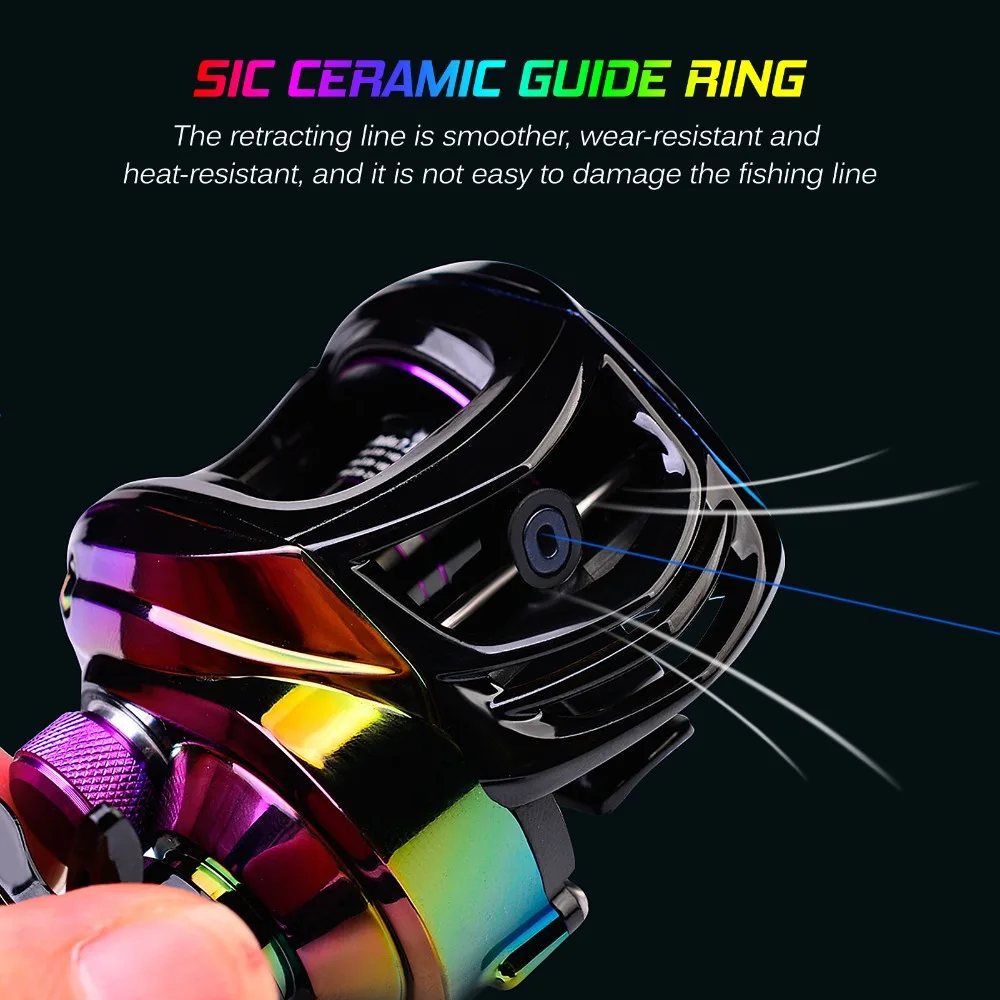 9+1 BB Bearing Baitcasting Reel Colorful Shallow Spool Fishing Baitcast Reel High Speed 7.2:1 Bait Cast Whee Shallow Spool