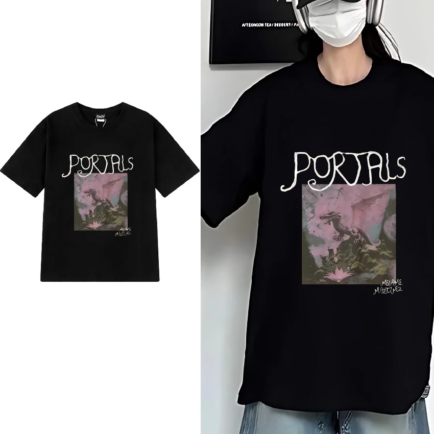 

Personalise Melanie Martinez Portals Dragon Graphic T Shirt 2024 Men Women Casual Tops Unisex 100% Cotton short sleeve T-shirts