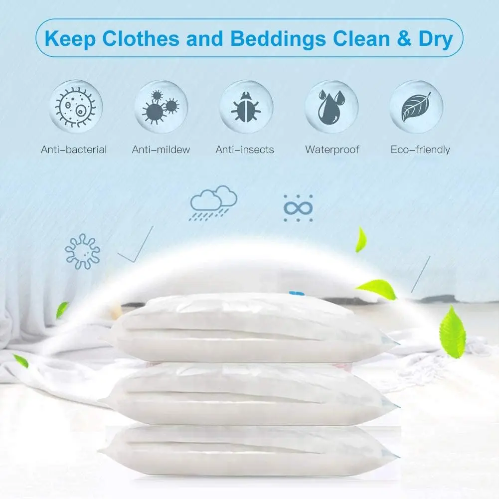 1pc Moisture Proof Vacuum Bag Clothes Storage With Valve Transparent Folding Travel Space Saving Aspirated Compression