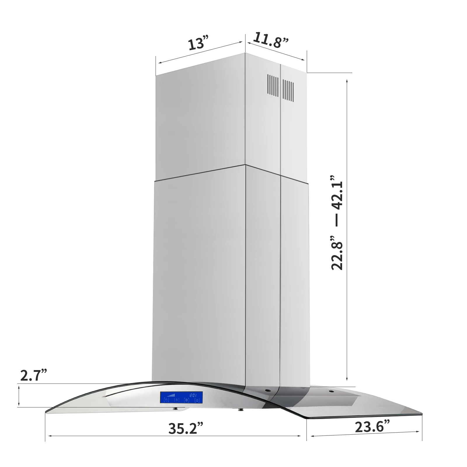 Tieasy 36-calowy typ wyspowy 900 CFM ze stałymi filtrami Led światła dotykowe okap do kuchni USGI0290B