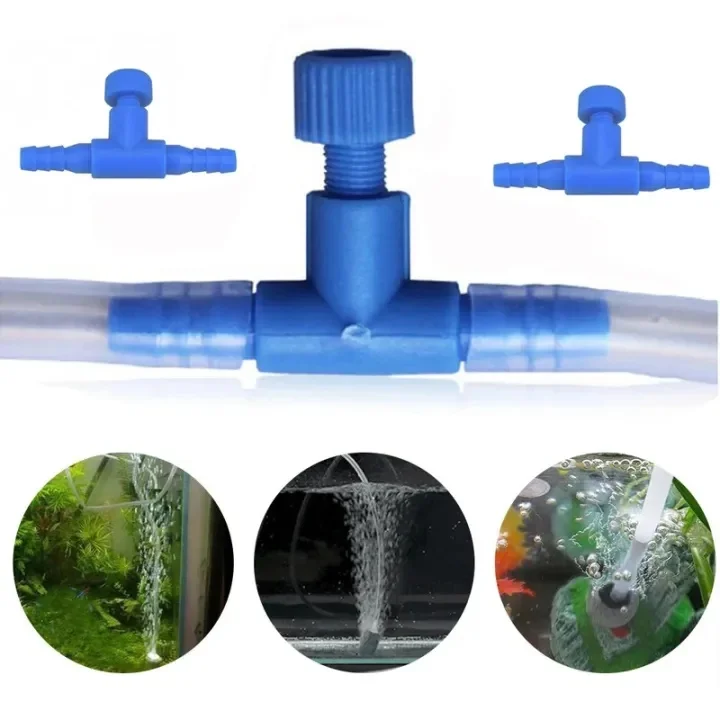 10pcs 4mm Aquarium Oxygen Pump Air Control Valves Plastic T Shaped Single Way Air Flow Regulator Portable Fish Tank Accessories