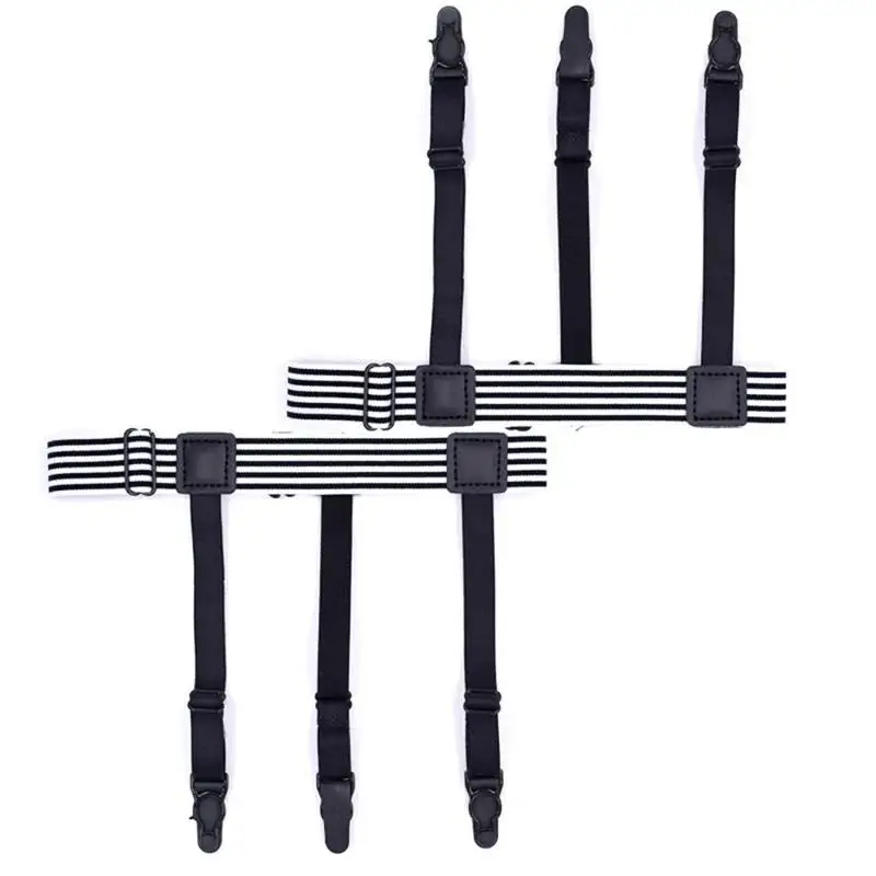 สายรัดเสื้อเชิ้ตผู้ชายแบบมีลาย 1 คู่ สายรัดกันลื่น สายรัดไนลอนแบบปรับได้สำหรับผู้ชาย