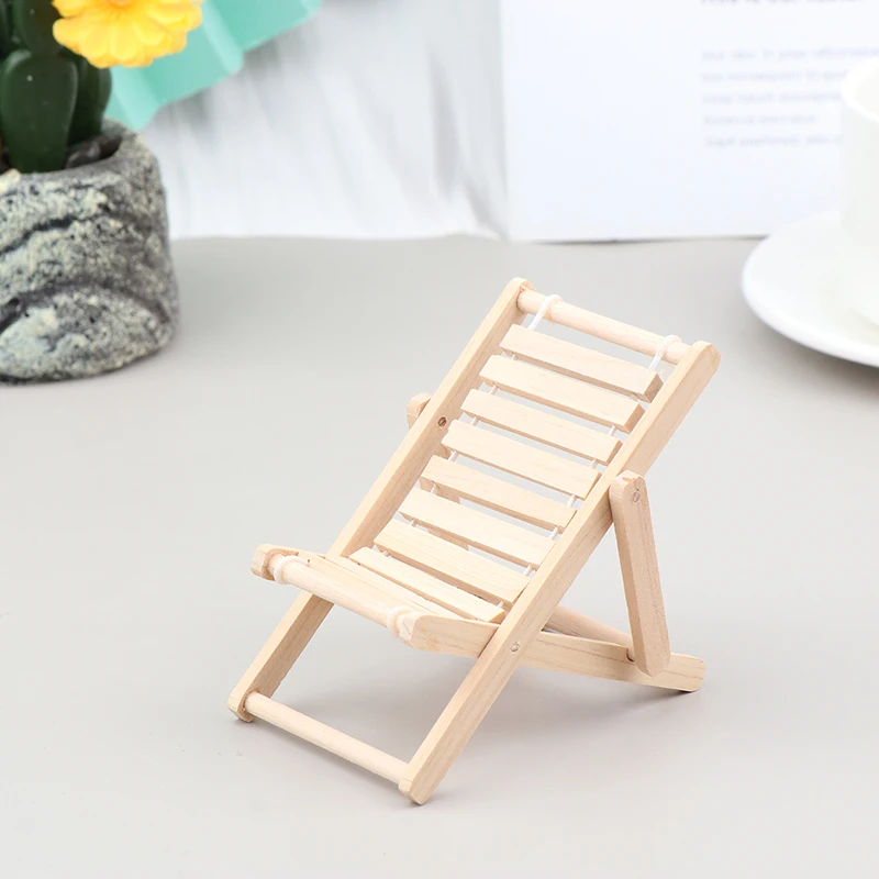 1:12 Dollhouse Miniature Chair Foldable Lounge Chair Beach Deck Chairs Model Furniture Decor Toy Doll House Accessories