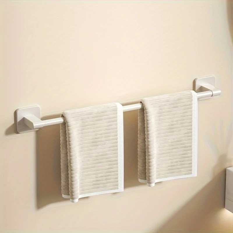 1 Stück Badezimmer-Einrichtungen, weiß, nicht perforiert, Wandmontage, Badezimmer-Handtuchhalter, Größe 40–60 cm, Aufbewahrungsregal, Handtuchhalter – Detail 8
