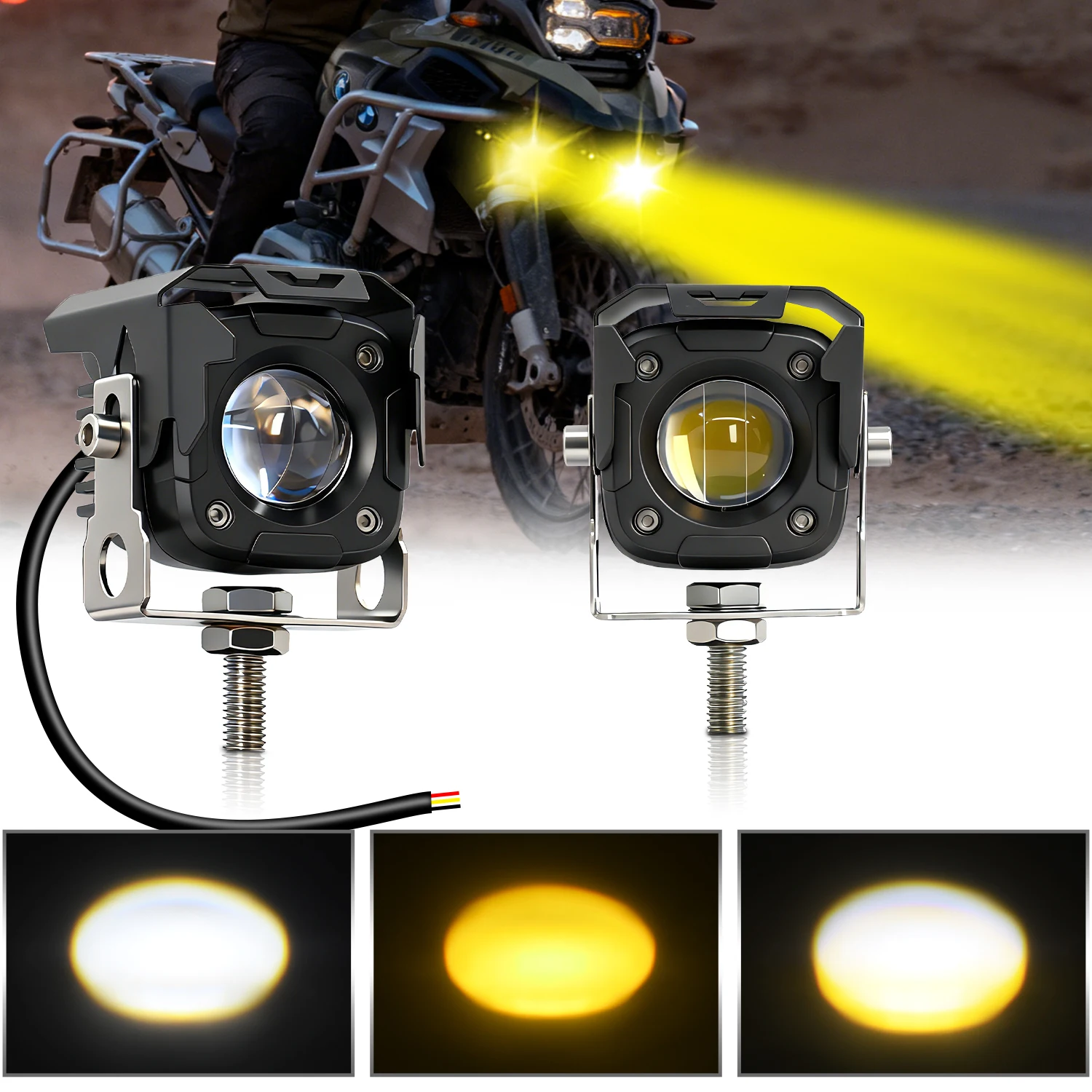

Motorcycle Headlight LED Auxiliary Light 3 Modes IP68 Waterproof 200M Beam Universal Bike Headlight for Harley Honda Yamaha
