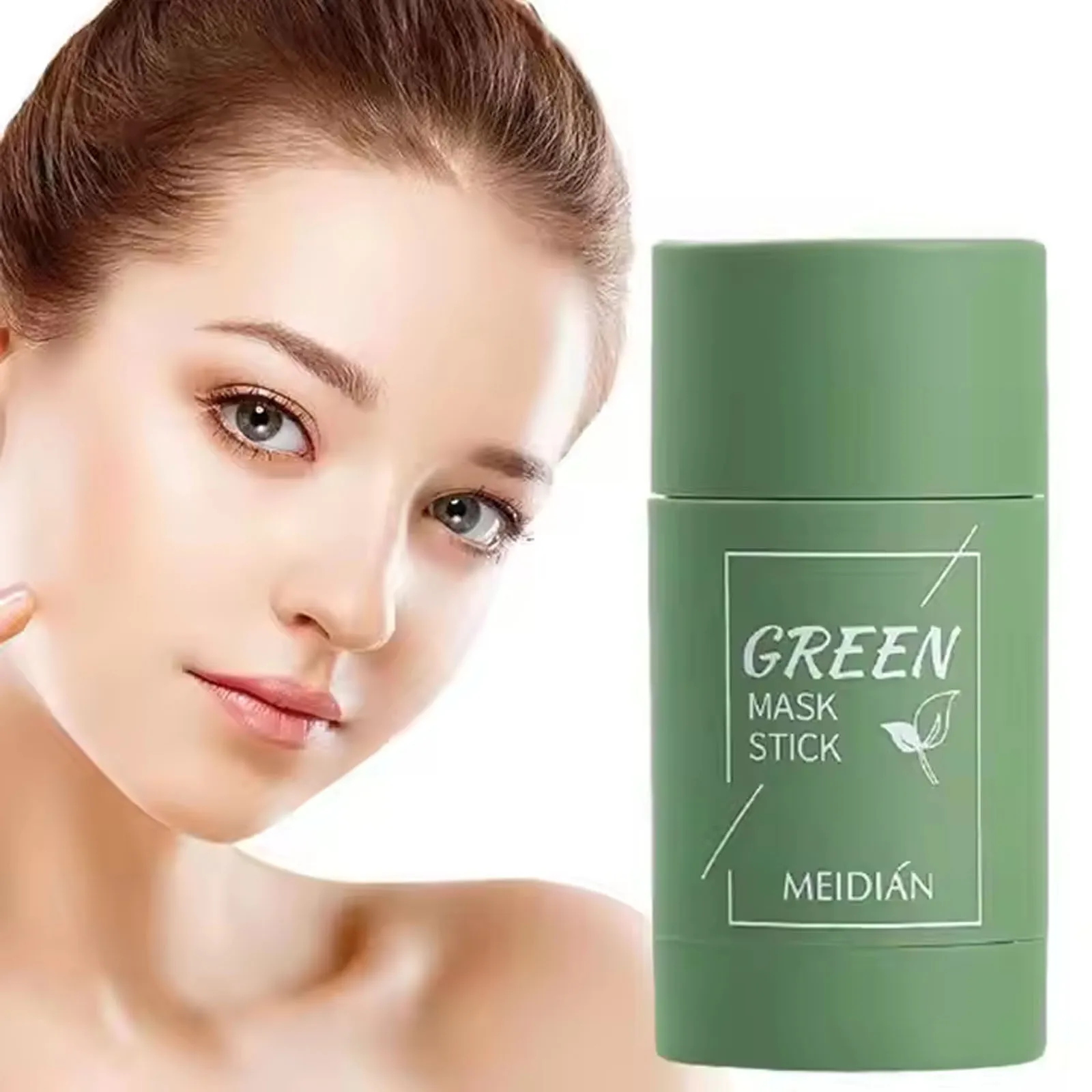 1PC Green Tea Mask Stick Purifying Clay Oil Control Cleansing Eggplant Stick Mask for Face Oil Control Deep Cleans Pores