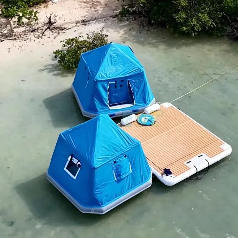 Factory Outdoor Lake Inflatable Shoal Floating Tent Camping Inflatable Raft Water Shoal Pool Tent for Sale
