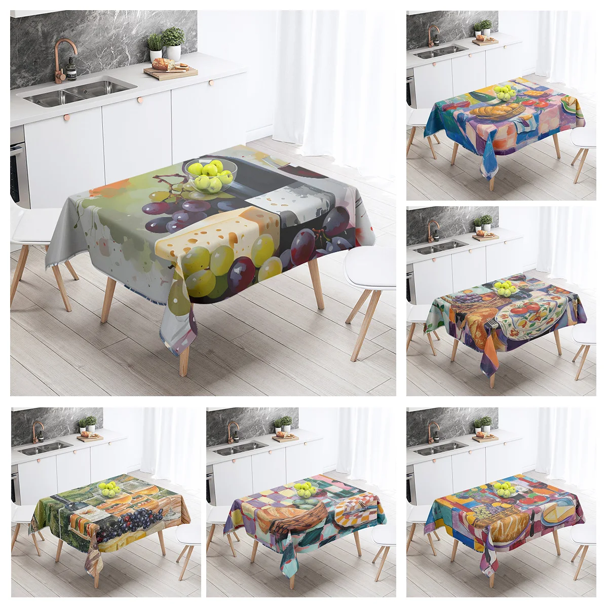 New Abstract Tea Tablecloth Waterproof and Oil-proof Dining Tablecloth Nordic Wind Bar Tablecloth Home Decoration