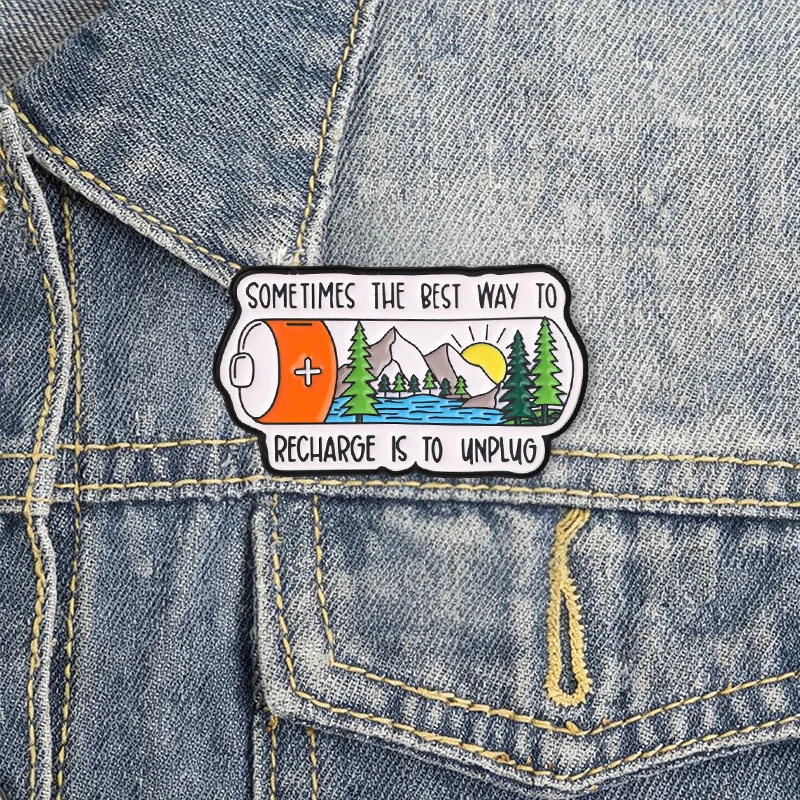 Lustige Batteriesammlung Emaille-Abzeichen Pinguin Katze Frosch Berg Cartoon-Pins Motivierende Zitate Broschen Reversnadel-Set Geschenk – Detail 6