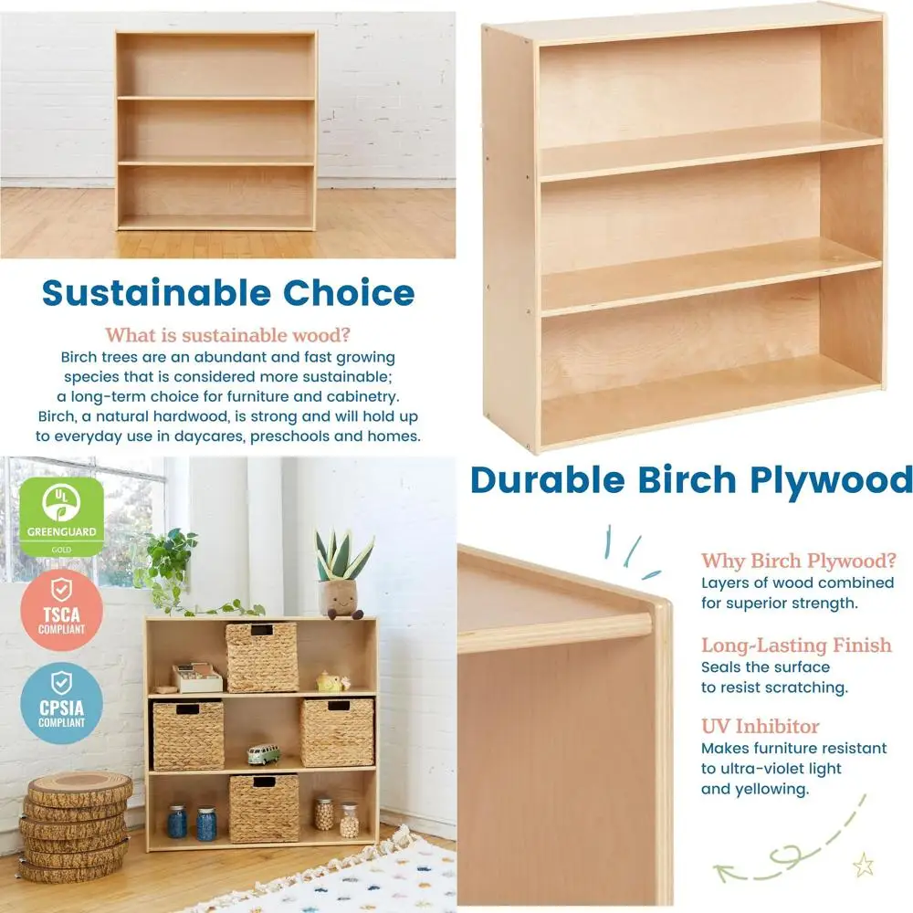 

36-дюймовый натуральный детский книжный шкаф-стеллаж для хранения