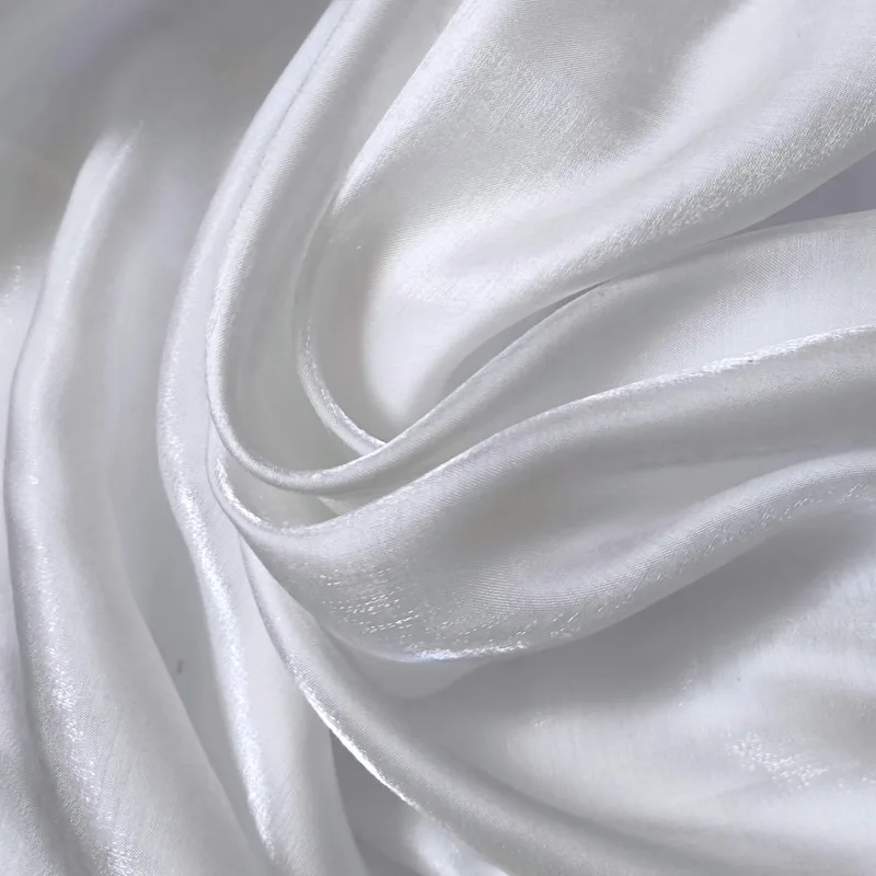 Crystal Glass Silky Satin Fabric, Glitter Iridescent Fabric , Glossy Dress Material, Shiny Clothing Fabric, White