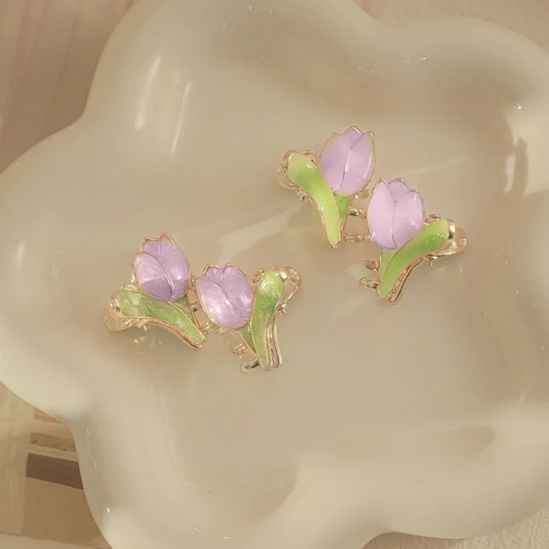 

Fashion Metal Tulip Flower Mini Hair Claw Women Summer Grab Hair Clip Fashion Ponytail Claw Clip Woman Hairpin Styling Ornament