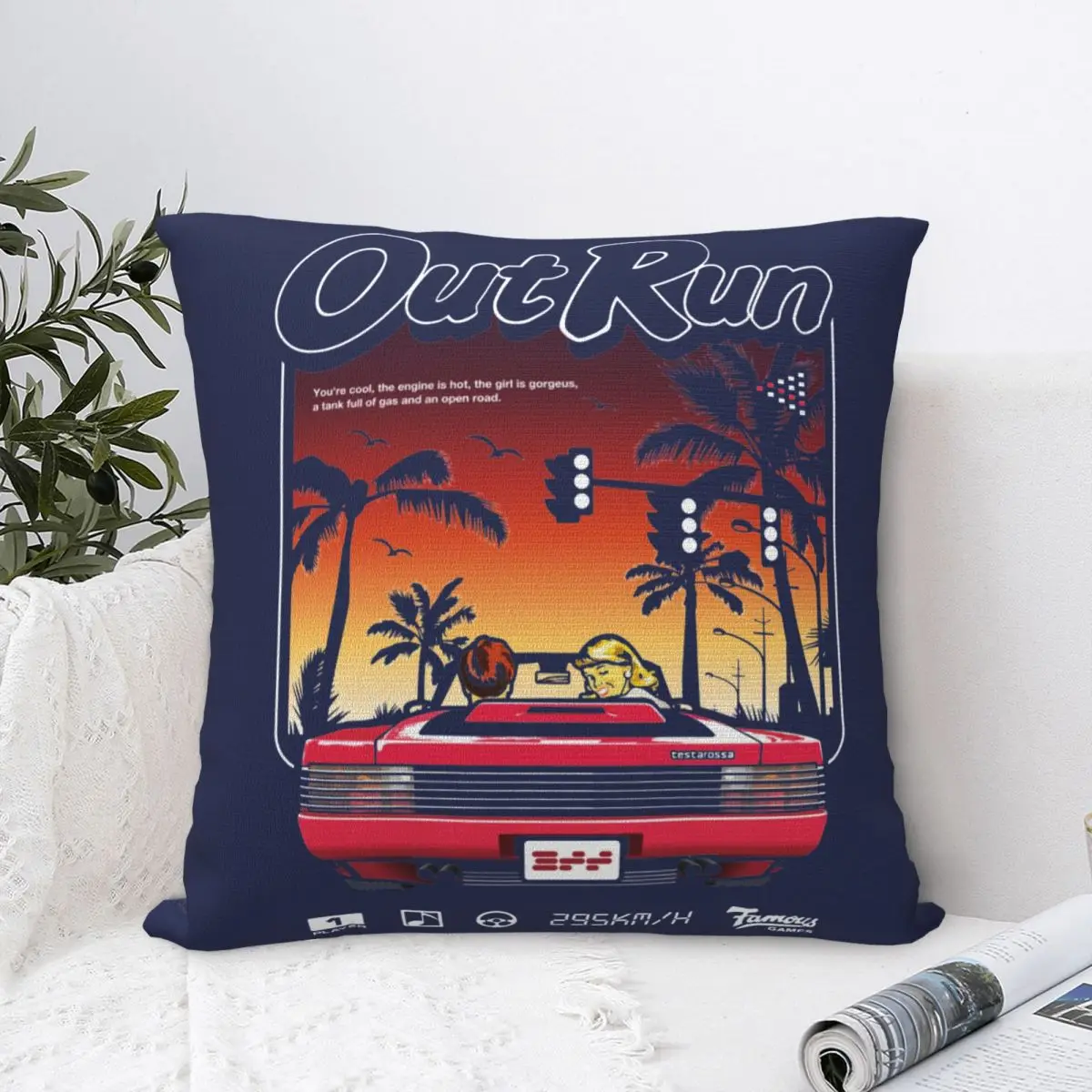 Out Run 80s Retro Arcade Game Square Pillow Case Cushion Cover Creative Zipper Decor Pillowcase for Home 18