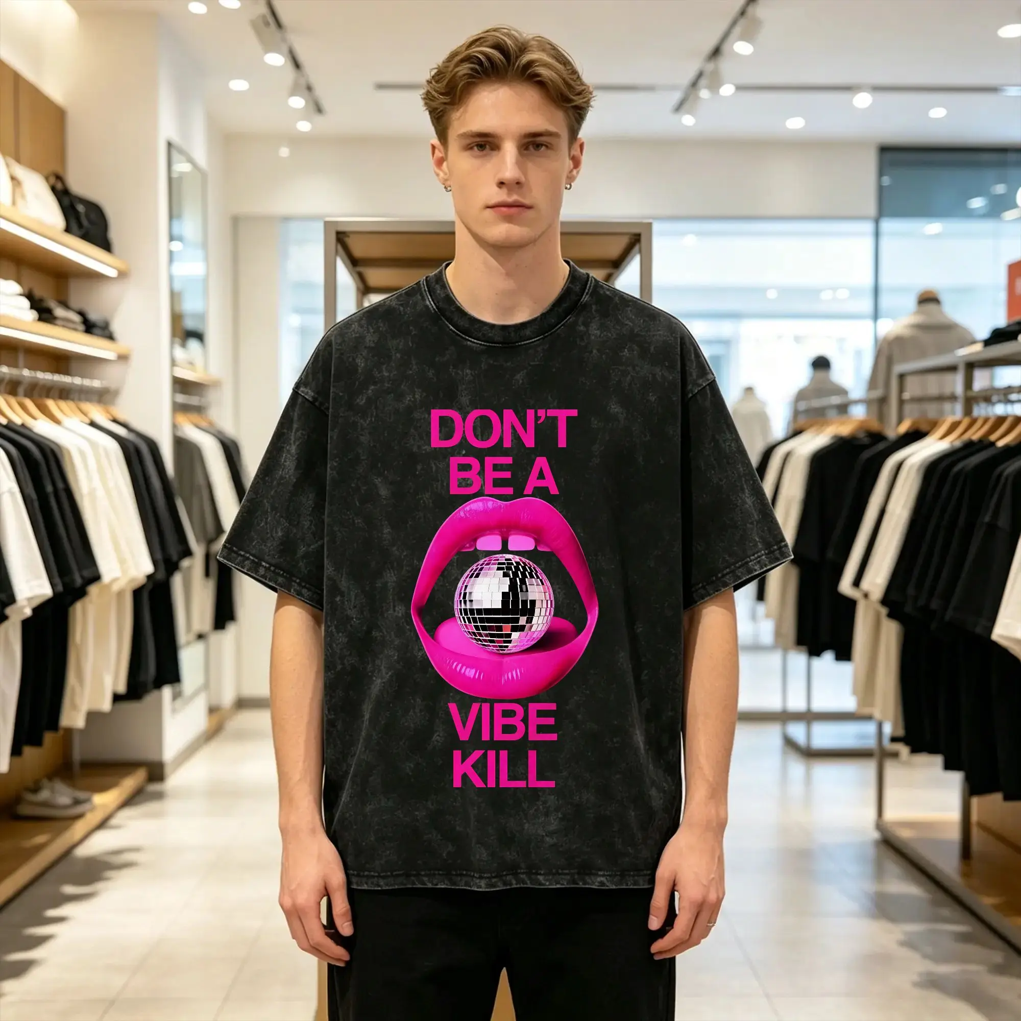 Madonnas 2026 T-Shirts for Men DON'T BE A VIBE KILL  Novelty 100% Cotton Tees Crew Neck Short Sleeve T Shirts Plus Size Clothes
