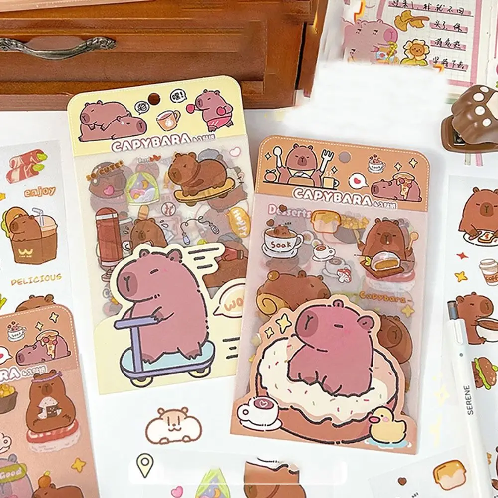 New PET Capybara Sticker Cartoon Material Scrapbooking Capybara Handbook Stickers Stationery Cartoon Decorative Stickers