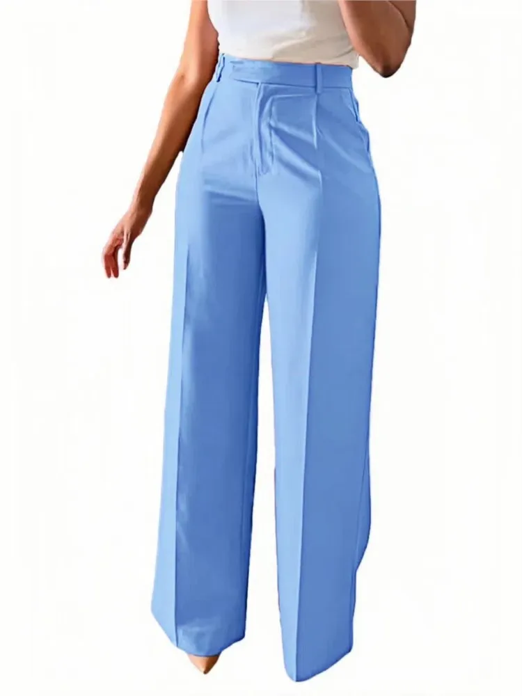 2025 Spring Autumn Trousers High Waist Straight Pants Wide-leg Pants Female Office Fashion Trousers Women New Ladies Clothes - Image 2