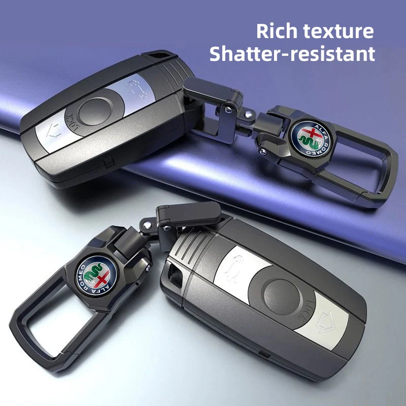 Metal Keychain Car Logo Keyring Pendant Auto Accessories For Alfa Romeo GT 147 159 166 156 4C Spider Giulia Giulietta Tonale 8C