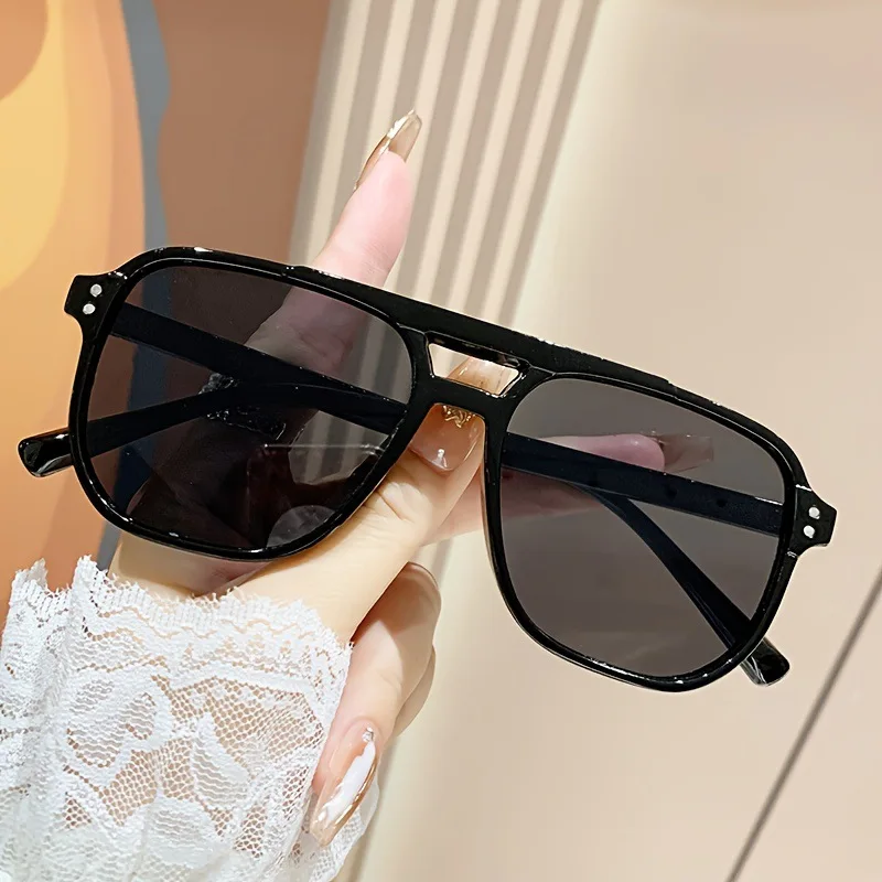 빈티지 남성 여성 큰 선글라스 남성 스퀘어 그늘 브랜드 디자이너 남여 태양 안경 블랙 렌즈 남성 여성 선글라스 UV400