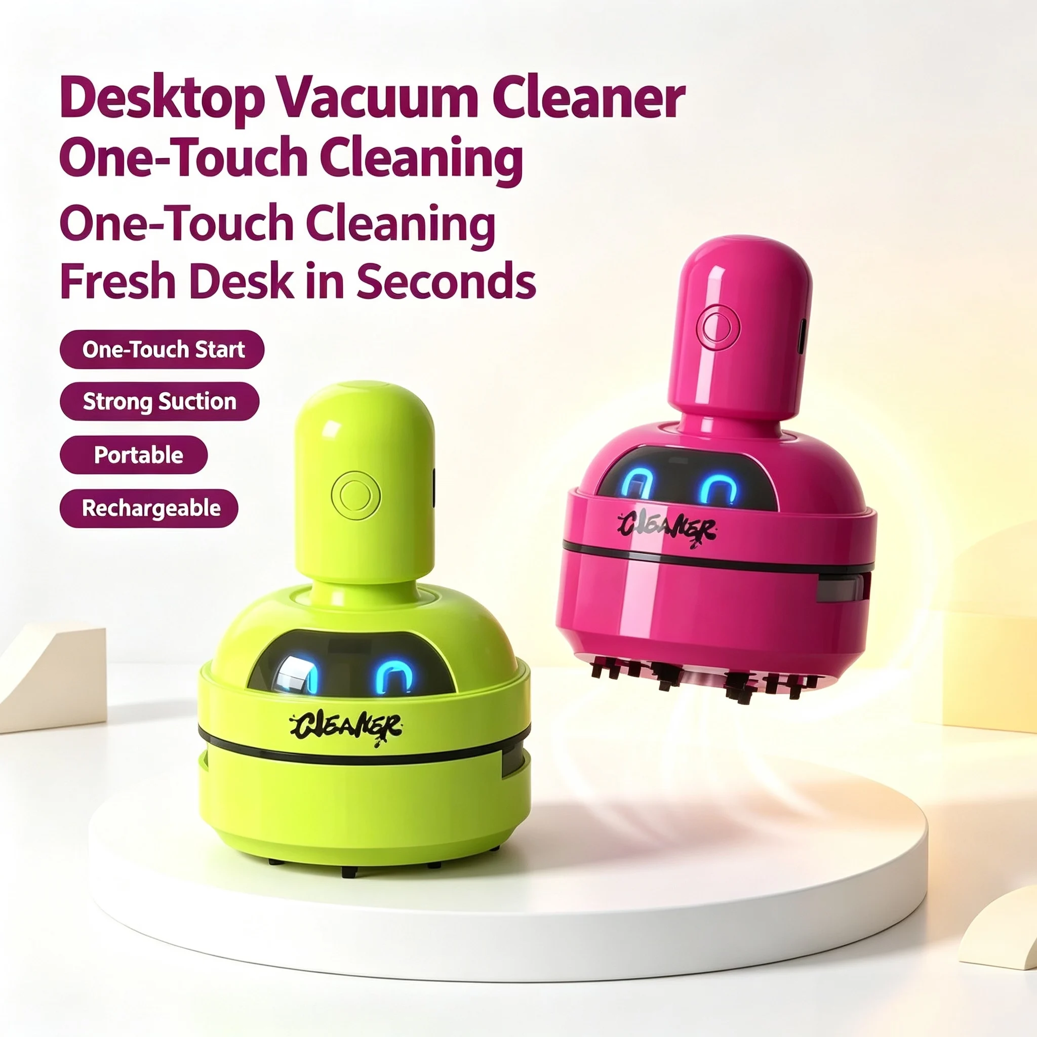 Mini Handheld Desktop Vacuum Cleaner, USB Charging, 3 Adjustable Suction, Portable Computer Keyboard Dust Remover Home Office