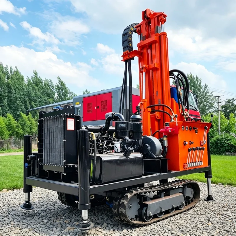 Customized Complete Pneumatic Water Well Drilling Rig with Impactor, Drill Pipes, Drill Bits & Matching Air Compressor Drilling