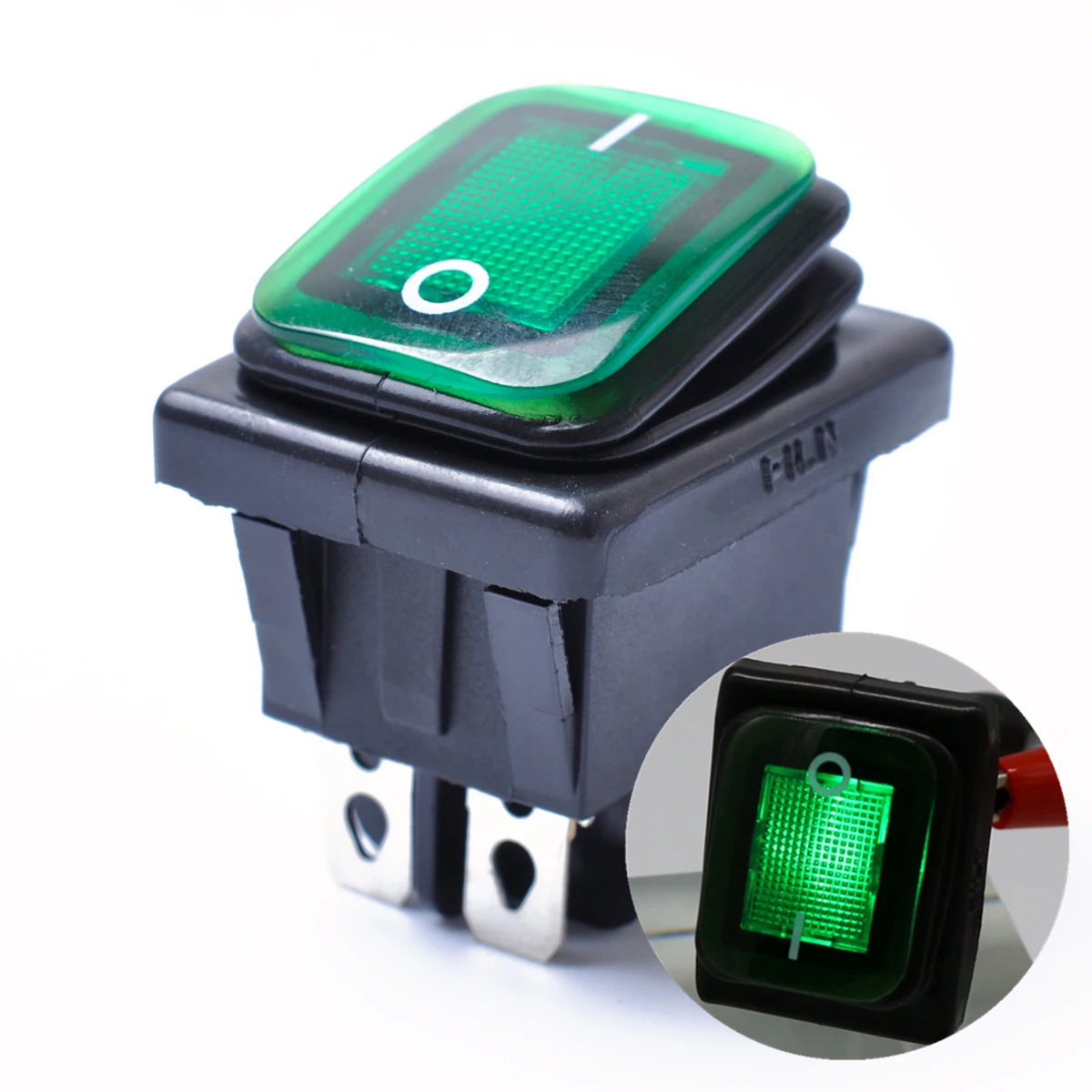 Waterproof Rocker Switch Boat Car Round 4 Pin LED Yellow Light On 12V DC Terminal Dustproof Water Resistant for Boat
