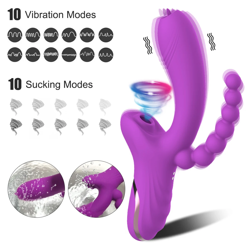 Vibrador de succión de clítoris 3 en 1 para mujer, succionador de clítoris femenino, estimulador de vacío, consolador, Juguetes sexuales, productos