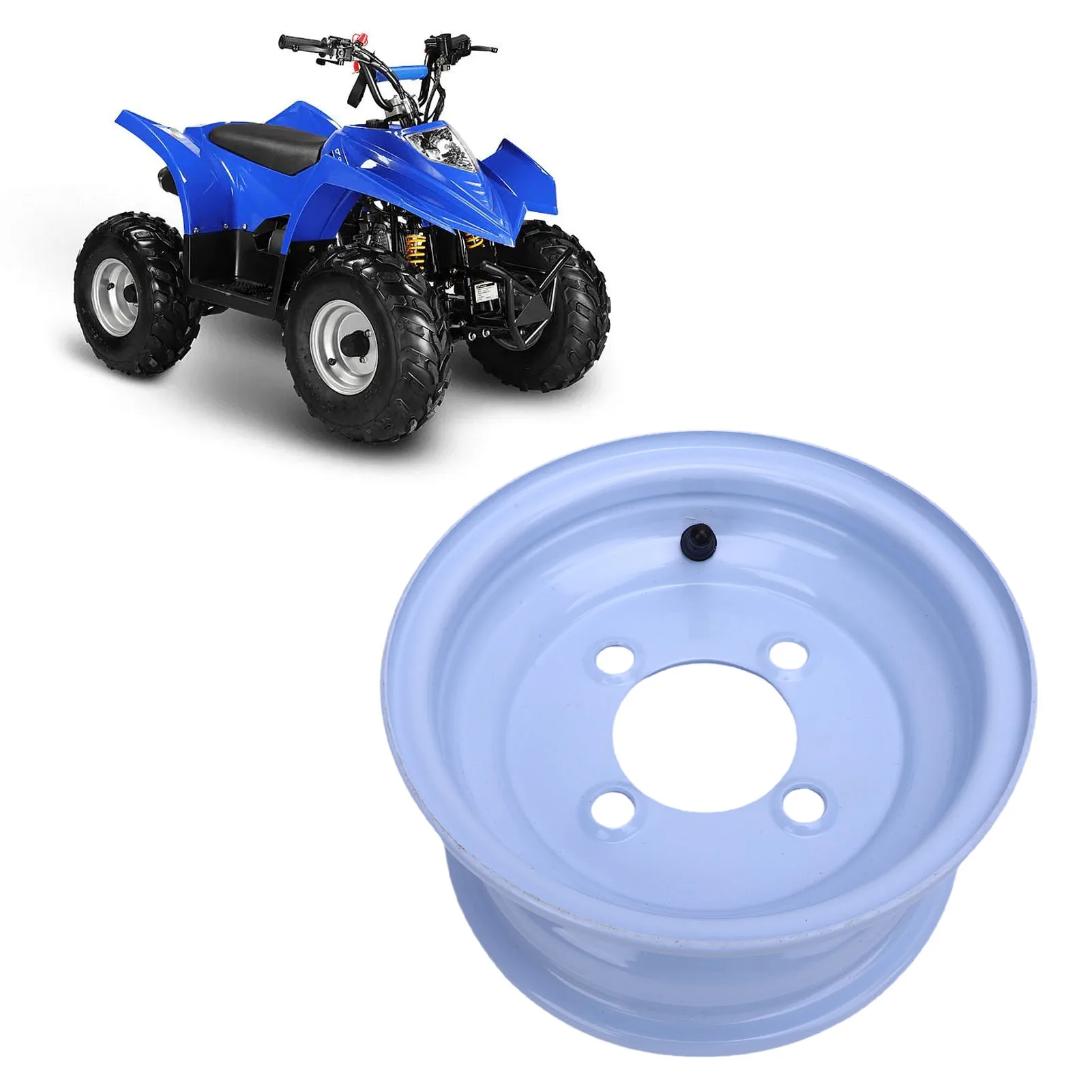 Moyeu de jante de roue ATV résistant à l'usure 19X7-8 jante de roue ATV haute dureté enduit 4 trous en alliage d'aluminium pour Quad Dirt Bike Ride On tondeuse
