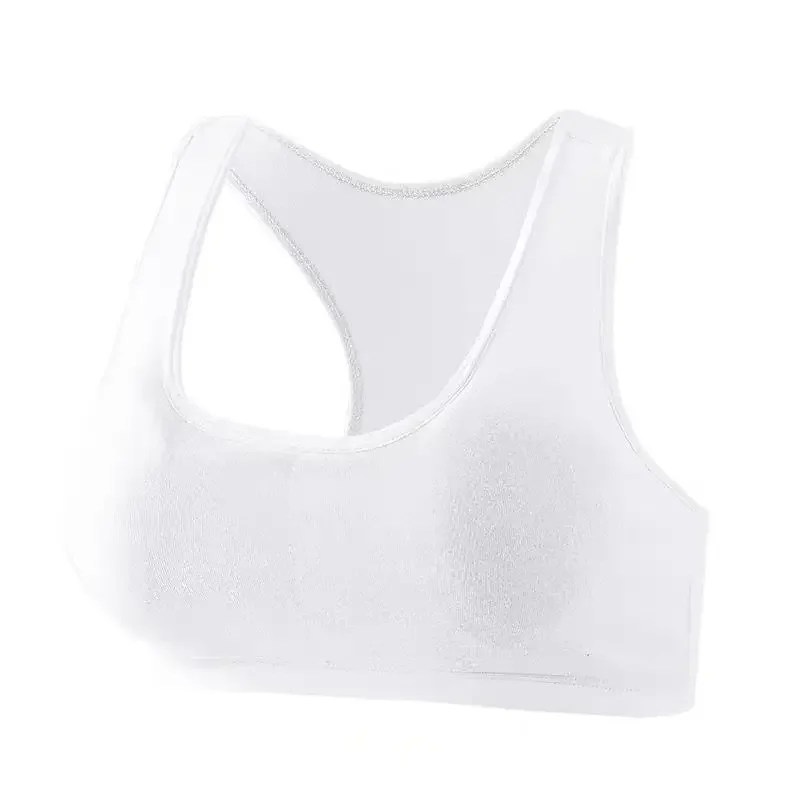 Young Girls Cotton Bras Jump Up Running Tops Full Cup Seamless Training Puberty Yoga Sports Fitness Gym Kids