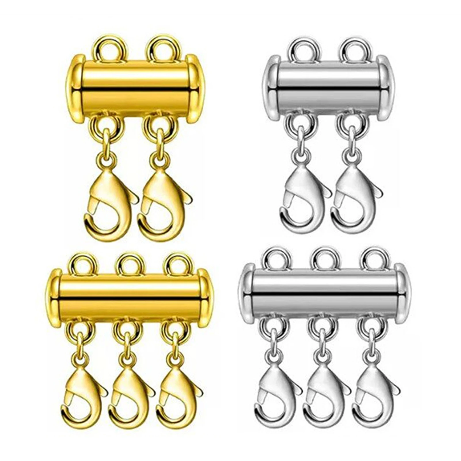 4pcs Crafting Double Triple Alloy Bracelets Jewelry Findings Multi Strands Magnetic For DIY Separator Necklace Layering Clasp