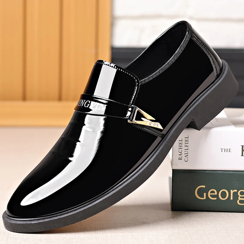 

Luxury Brand Black Patent Leather Shoes Fashion Men Dress Shoes Comfortable Wedding Formal Shoes Business Casual Shoes Loafers
