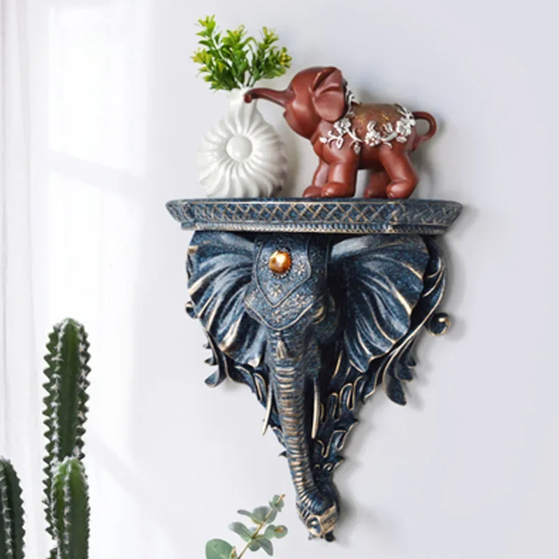 3D Elephant Wall Decor with Floating Shelves Creative Storage Board for Bedroom Aesthetic Interior Design Wall Mounted Organizer