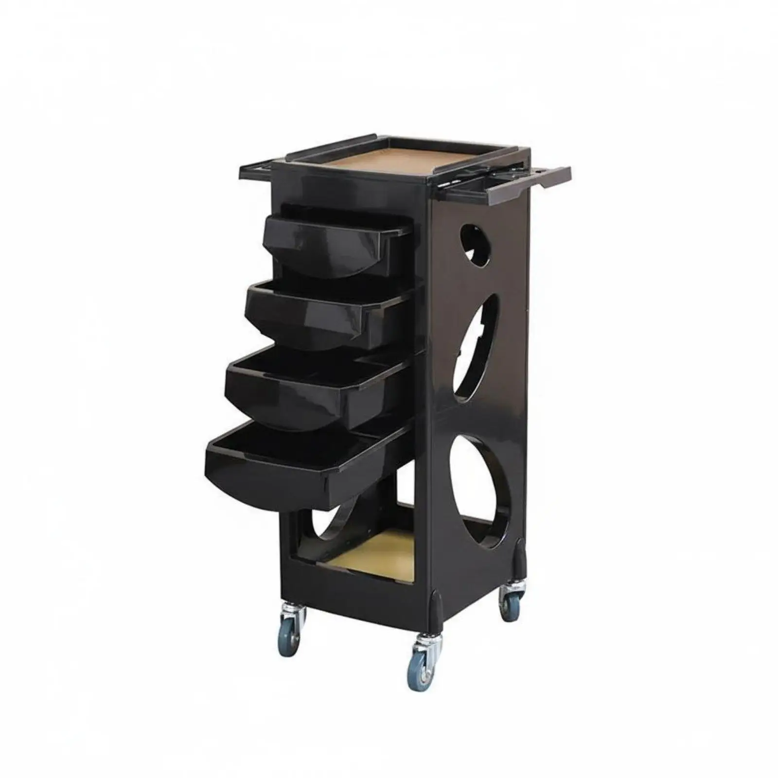 Mobile Beauty Trolley for Salon Stylist with Lockable Swivel Casters Heat Resistant Top Shelf Multipurpose Storage Cart for Hair