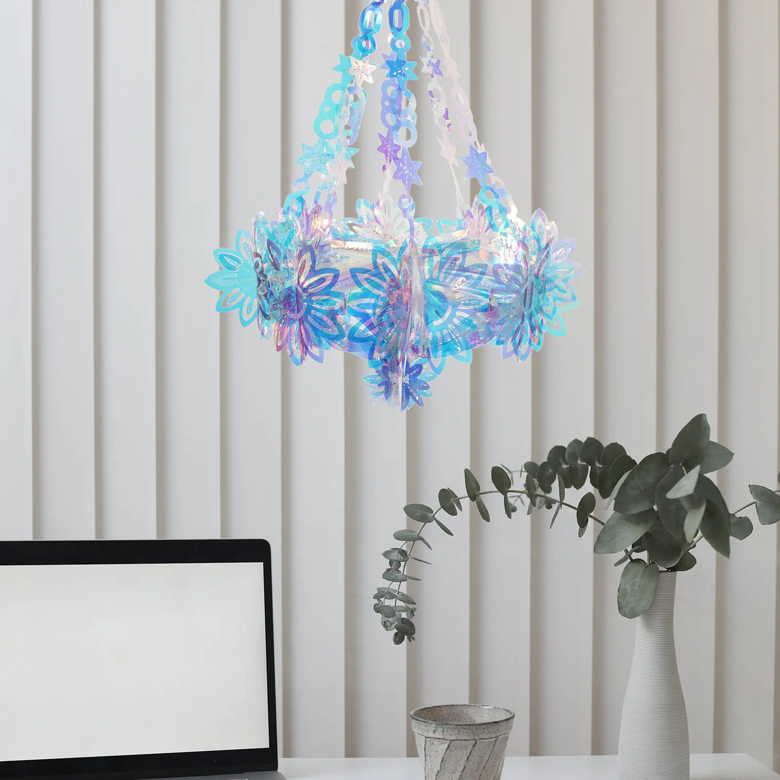 Iridescent Decor Ceiling Hanging Ornament Made of Wear Resistant Neon Film for Festive Home Decor Wedding Graduation Christmas