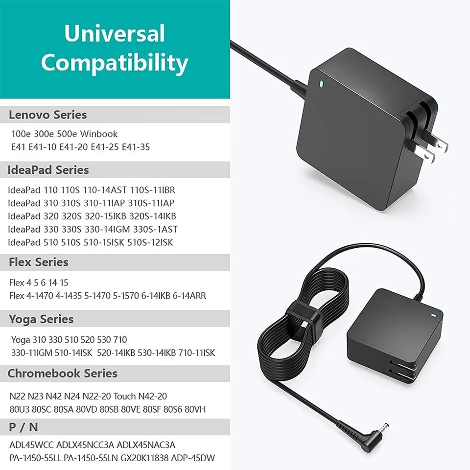 65W AC Charger for Lenovo IdeaPad 3 3-15 3-15IIL05 15IML05 15ADA05