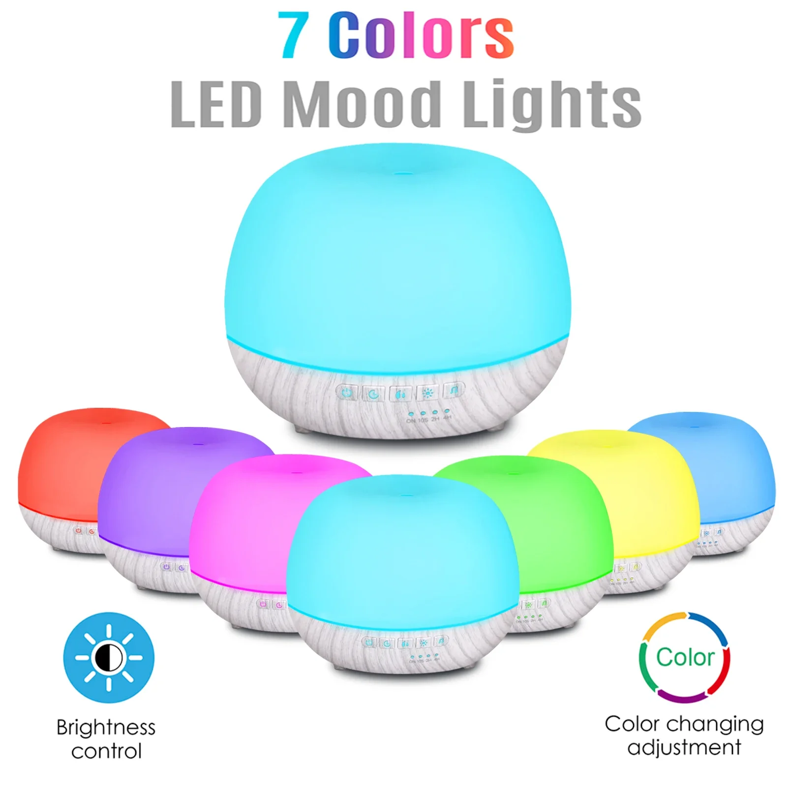 Ultrasonic Cool Mist Humidifier, Aroma Essential Oil Diffuser 7 Color Night Light with Bluetooth Music Speaker, Auto Shut Off