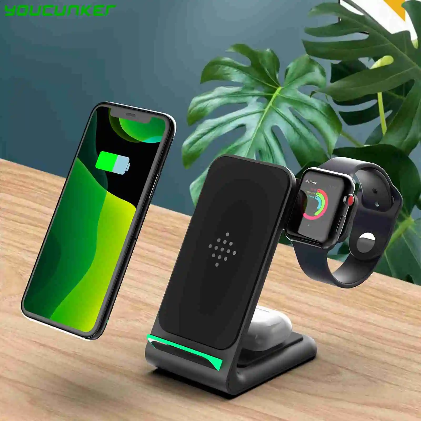 Magnetic 15W Qi Wireless Charging Stand 3 In 1 Foldable Dock Wireless Charger Station for iPhone 12 Pro Max iWatch Airpods Quick