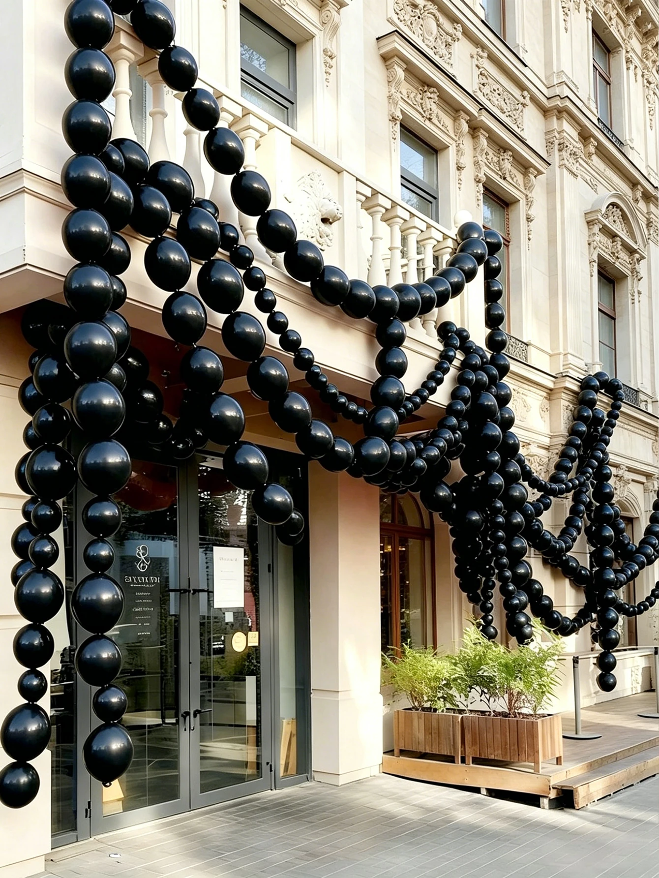 40-teiliges, schwarzes Ballon-Set mit miteinander verbundenen Ballons, geeignet für Anlässe, die nicht Hochzeiten, Geburtstage, Valentinstag oder Heiratsanträge sind. – Detail 2