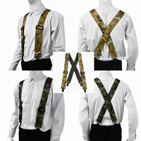 Tirantes de camuflaje para hombre, tirantes elásticos para adultos, tipo X, 4 Clips, arnés de correa ajustable, accesorios para pantalones, 5cm, 1 ud.