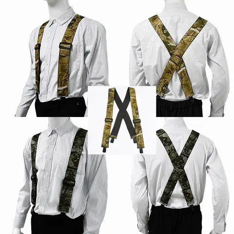 1Pc 5cm Camouflage Widen Men's Suspenders Adults Elastic Braces X-Type 4 Clips Adjust Strap Harness Mens for Pants Accessories