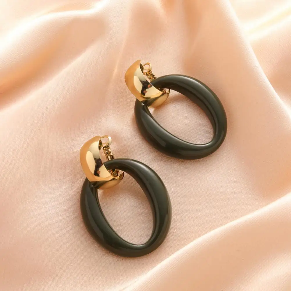 Hoop Earrings Hypoallergenic Lightweight Decorative Temperament Acrylic Round Earrings Circle Earrings Jewelry Accessories