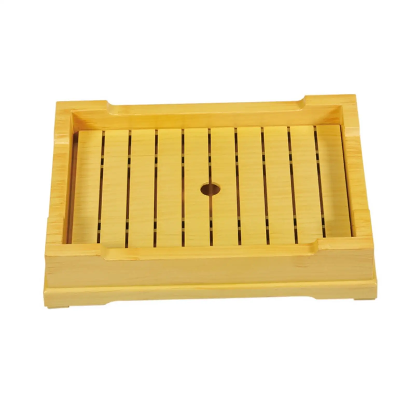Square Serving Tray with Bamboo-Style Finish Low-Profile for Sushi Service, Dining Table