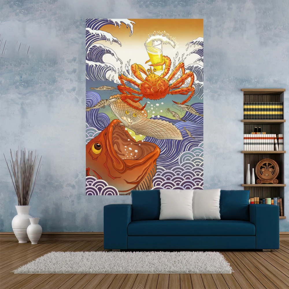 Home Decor Japanese Art Tapestry Ukiyo-E Printed Living Room Or Bedroom For Decoration Wall Hanging Background Cloth