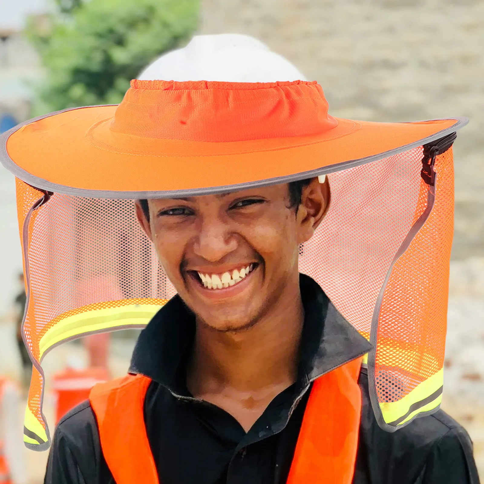 BUTIFULSIC Sun Visor for Men Hard Hat Accessory Safety Brim Shade Neck Protector Orange