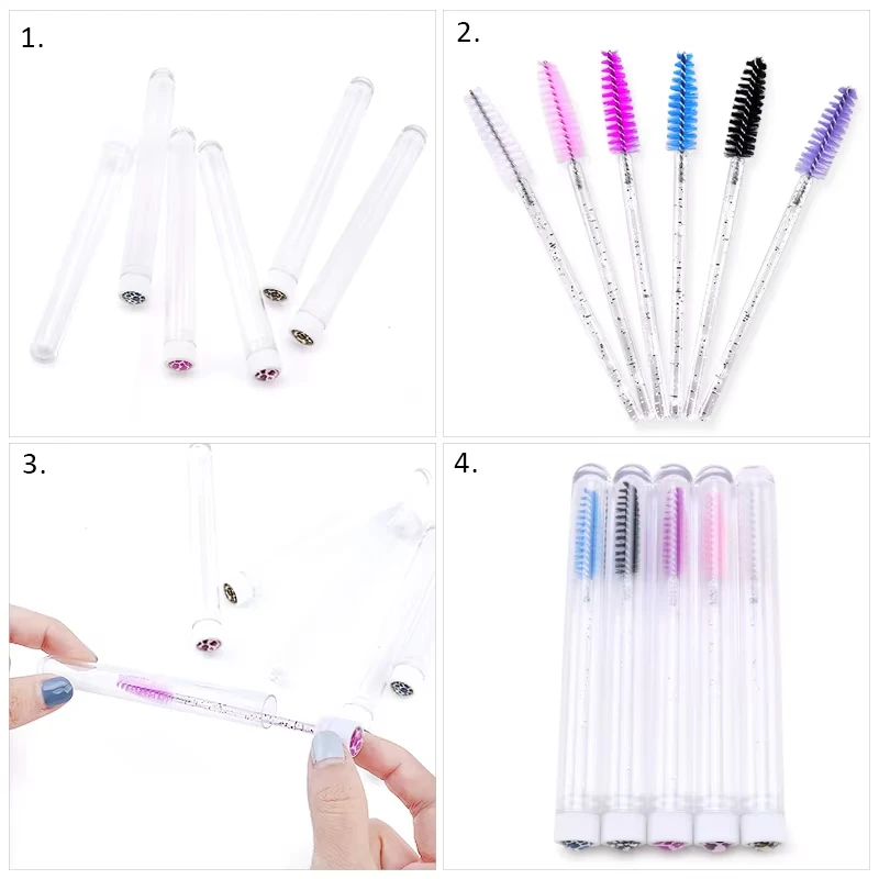 1pc Random Reusable Eyelash Brush  Makeup Tools Eyelash supplies Dust-proof Mascara Wand Tube Eye Lash Brushes Eyelash Supplies