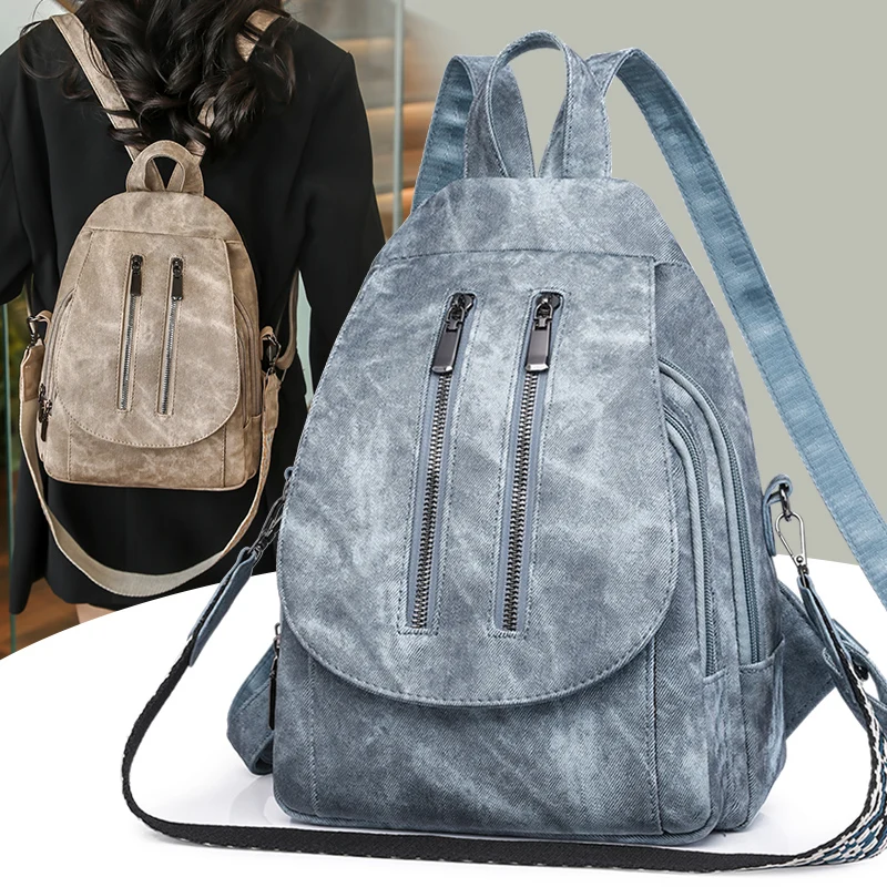

Retro Versatile Women's Backpack Travel Shoulder Bag Fashionable Single Shoulder Bag Commuter Style Soft Surface PU Leather