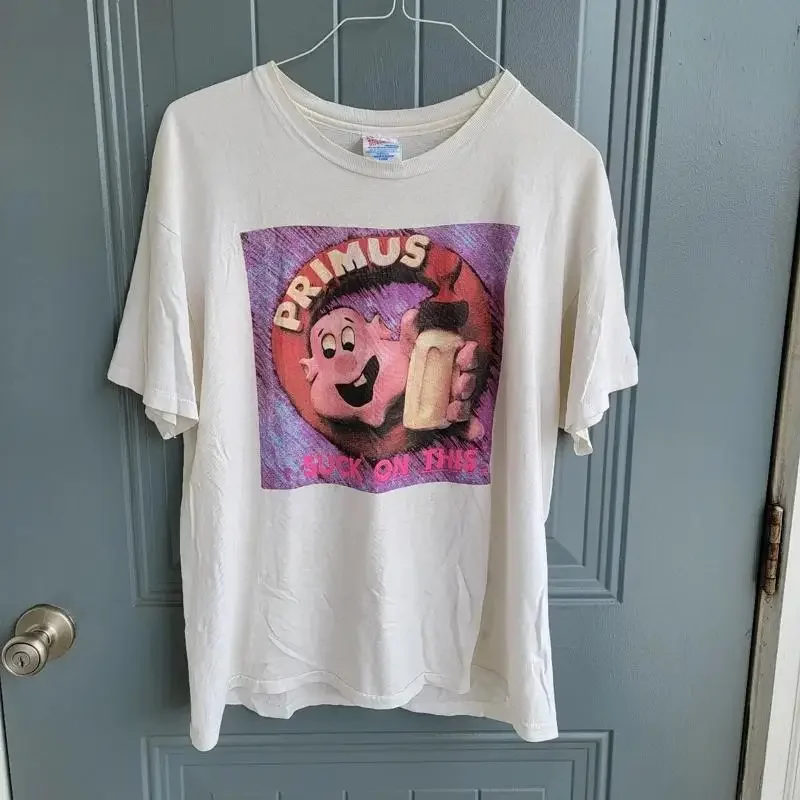 Primus Rock Band Suck On This White Cotton T Shirt Full Size S 5Xl