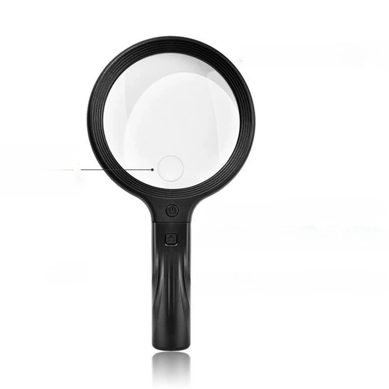 With LED Light For Reading Books And Newspapers 5x 10x Magnifying Glass Handheld Rechargeable Magnifier Lithium Battery